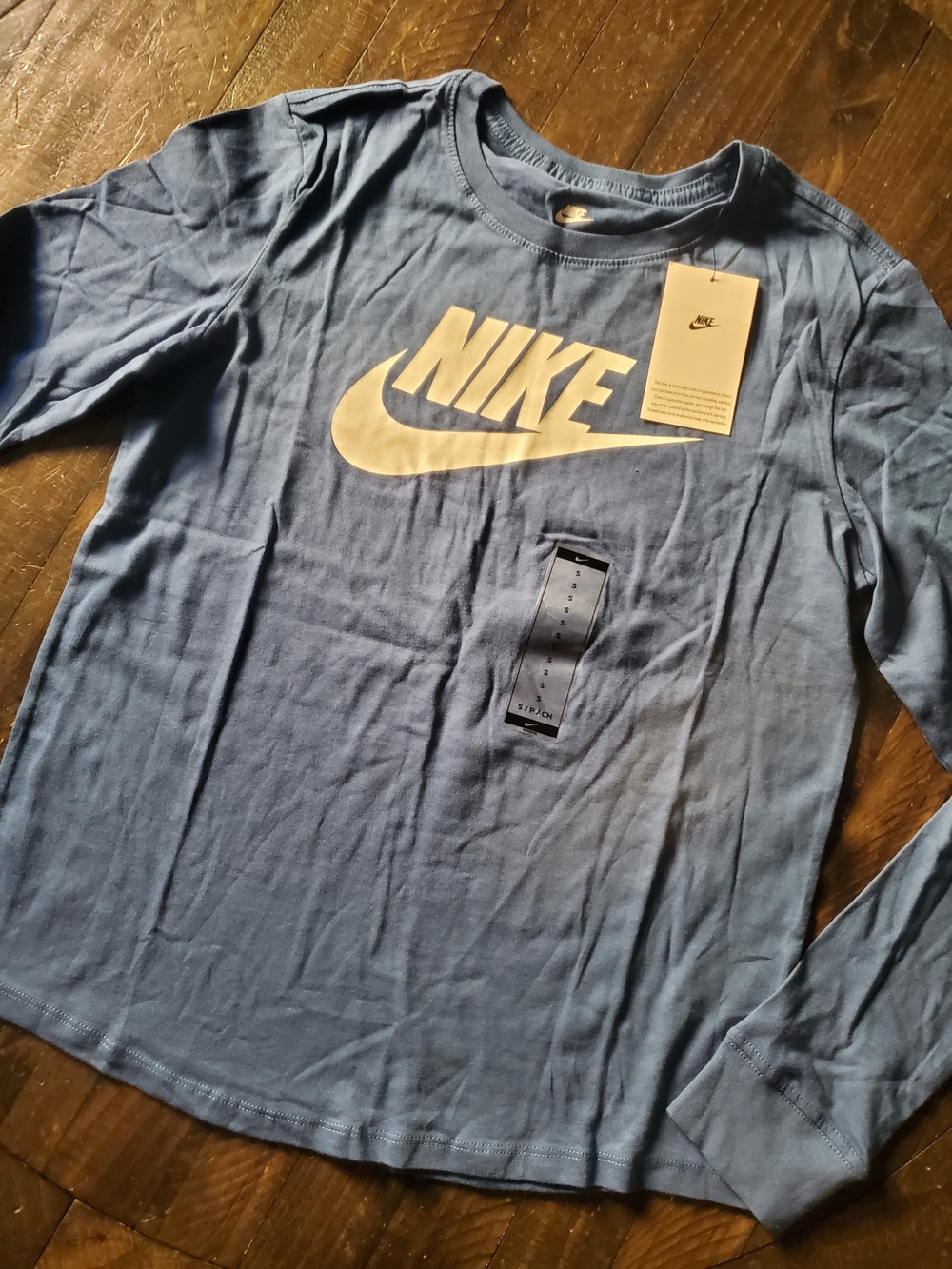 Nike Long Sleeve Tee in Blue with White Logo